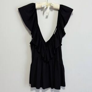 Zara Black Ruffle Tank Top M